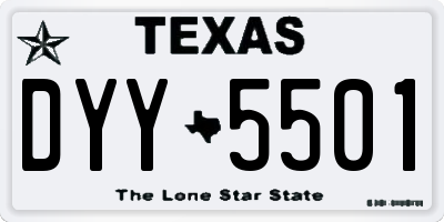 TX license plate DYY5501
