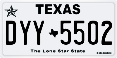 TX license plate DYY5502