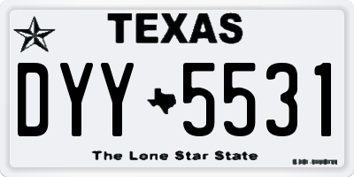 TX license plate DYY5531