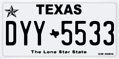 TX license plate DYY5533