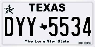 TX license plate DYY5534