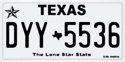 TX license plate DYY5536