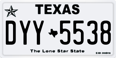 TX license plate DYY5538