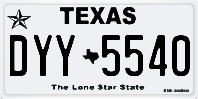 TX license plate DYY5540