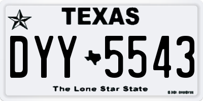 TX license plate DYY5543