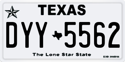 TX license plate DYY5562