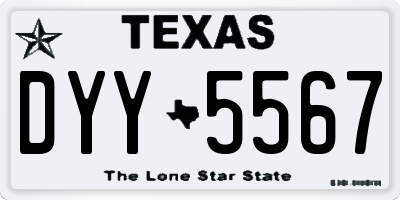 TX license plate DYY5567
