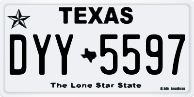 TX license plate DYY5597