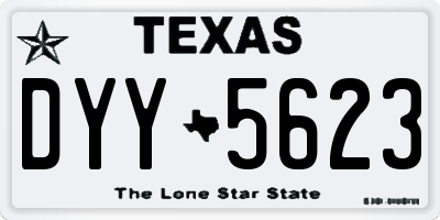 TX license plate DYY5623