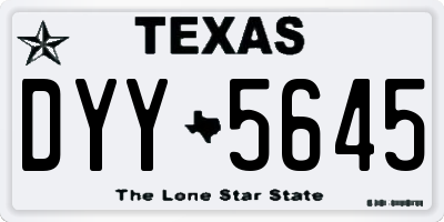 TX license plate DYY5645