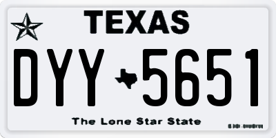 TX license plate DYY5651