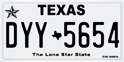 TX license plate DYY5654