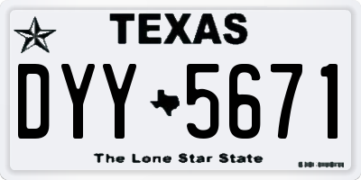 TX license plate DYY5671