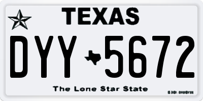 TX license plate DYY5672