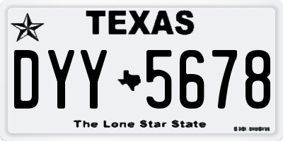 TX license plate DYY5678