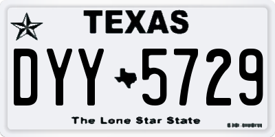 TX license plate DYY5729