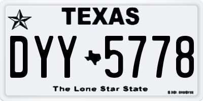 TX license plate DYY5778