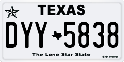 TX license plate DYY5838