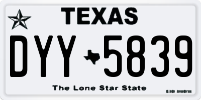 TX license plate DYY5839
