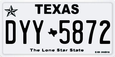 TX license plate DYY5872