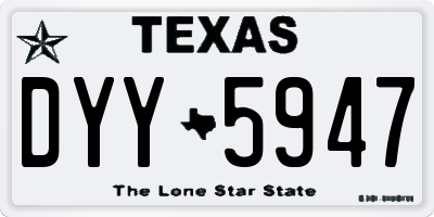 TX license plate DYY5947