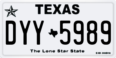TX license plate DYY5989