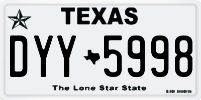 TX license plate DYY5998
