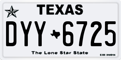 TX license plate DYY6725