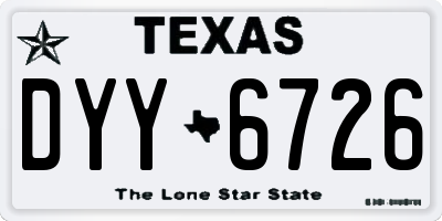 TX license plate DYY6726