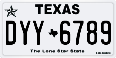 TX license plate DYY6789