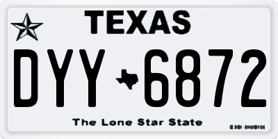 TX license plate DYY6872