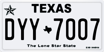 TX license plate DYY7007