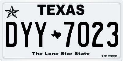 TX license plate DYY7023