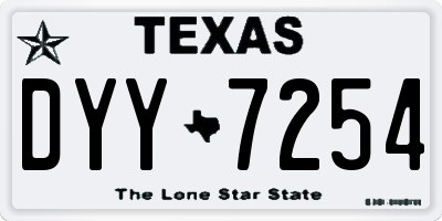 TX license plate DYY7254