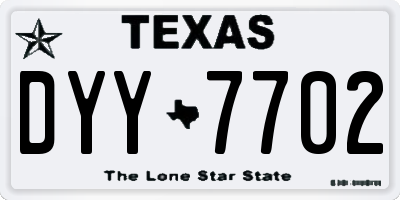 TX license plate DYY7702
