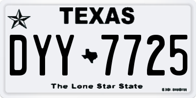 TX license plate DYY7725