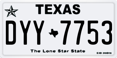 TX license plate DYY7753