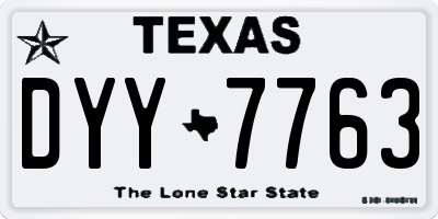 TX license plate DYY7763