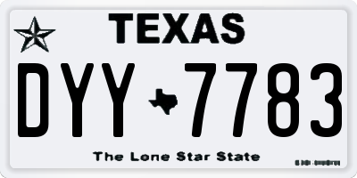 TX license plate DYY7783