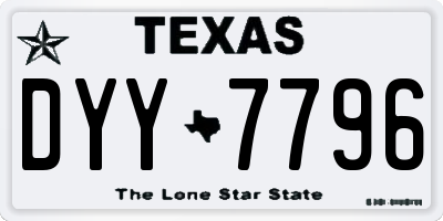 TX license plate DYY7796
