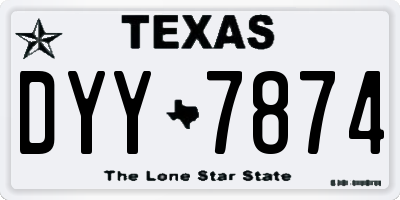 TX license plate DYY7874