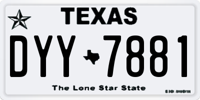TX license plate DYY7881