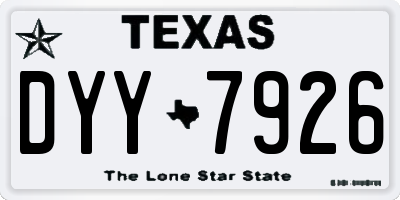 TX license plate DYY7926