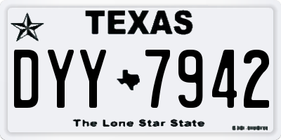TX license plate DYY7942