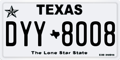 TX license plate DYY8008