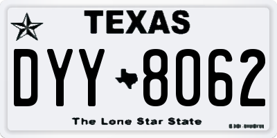 TX license plate DYY8062