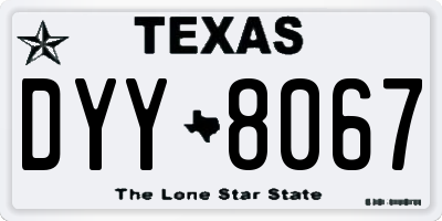 TX license plate DYY8067