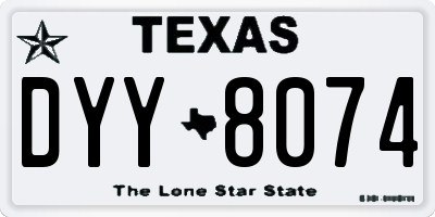 TX license plate DYY8074