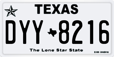 TX license plate DYY8216