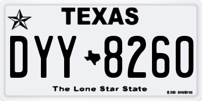 TX license plate DYY8260